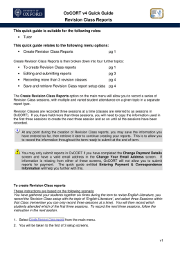 OxCORT v4 Quick Guide Revision Class Reports