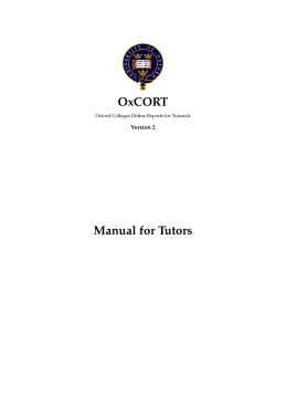 OxCORT Manual for Tutors