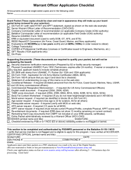 Warrant Officer Application Checklist