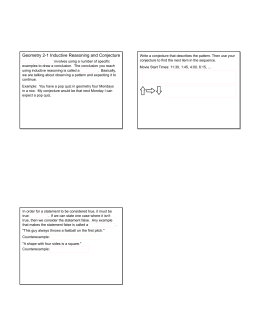 Geometry 2-1 Inductive Reasoning and Conjecture