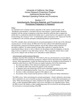 Advertisements, Recruiting Materials, and Procedures and