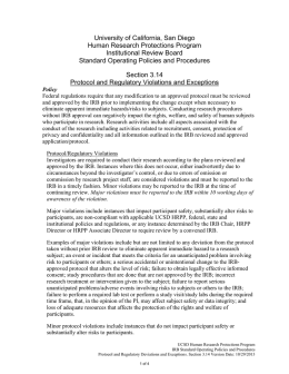 Protocol and Regulatory Violations