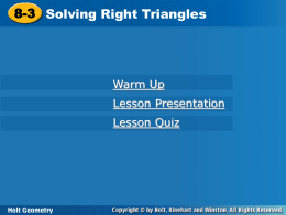 8-3 Solving Right Triangles