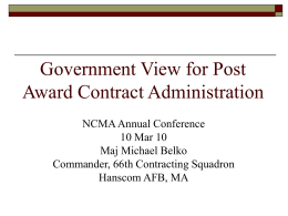 Session 2 - Course 11 - Post Award Contract Administration