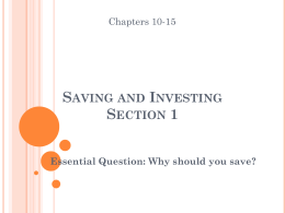 Chapter 10 Saving for the Future