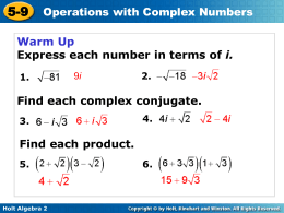 Operations with Complex Numbers