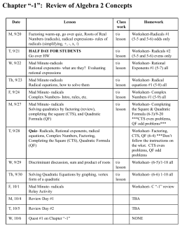 HPreCalc Chapter -1 Outline 10-11