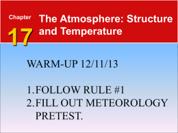 Composition of the Atmosphere 17.1 Atmosphere Characteristics