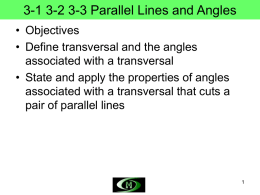 3-1 3-2 3-3 Parallel Lines and Angles