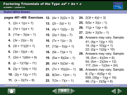 Factoring Trinomials of the Type ax2 + bx + c