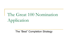 The Great 100 Nomination Application