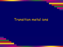 Transition metal ions - Dunstan High School Notices