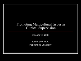 Multicultural Issues and Clinical Supervision