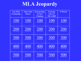 MLA Jeopardy