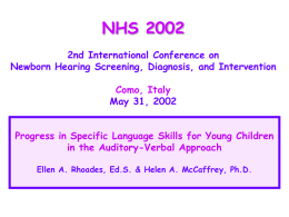 Progress in Specific Language Skills for Young Children