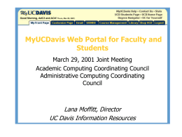 MyUCDavis Web Portal - Academic Computing Coordinating Council