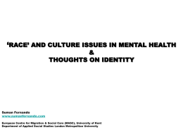 Cultural Diversity - Its meaning for mental health Nov