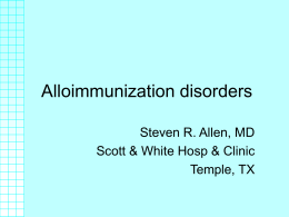 Alloimmunization disorders - Healthcare Professionals