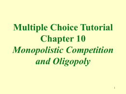 Multiple Choice Tutorial Chapter 23 Monopolistic Competition and