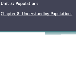 Unit 3: Populations Chapter 8: Understanding Populations How