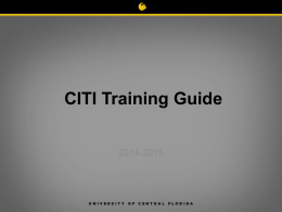 What is CITI Training? - UCF College of Education and Human