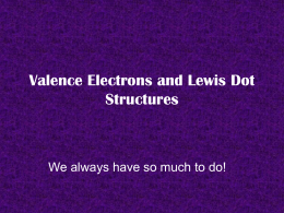 Valence Electrons and Lewis Dot Structures