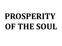 prosperity of the soul