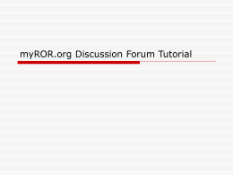 myROR.org Discussion Forum Tutorial