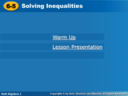 Solve the inequality. - Austin Middle School