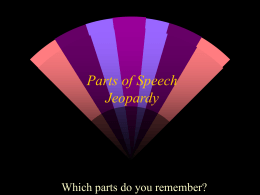 Parts of Speech Jeopardy - SMART
