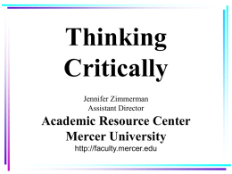 PowerPoint Presentation on Critical Thinking