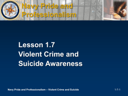 Navy Pride and Professionalism – Violent Crime and Suicide