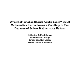 What Mathematics Should Adults Learn? Adult Mathematics