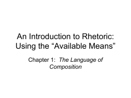 An Introduction to Rhetoric: Using the “Available