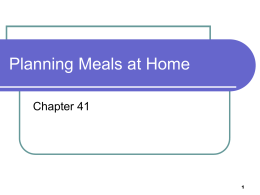 Planning Meals at Home