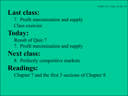 7. Profit maximization and supply