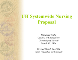 UH Systemwide Nursing Proposal
