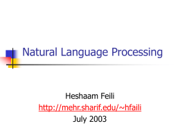 Natural Language Processing Course