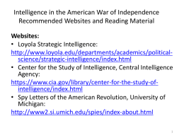 6 Intelligence During the War for Independence, Mr. Ed Turzanski