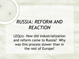 russia: reform and reaction