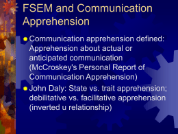 Communication Apprehension - Teaching FSEM at UMW – 2008