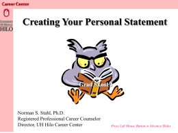 Crafting Your Personal Statement