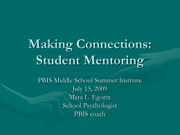 Making Connections: Student Mentoring