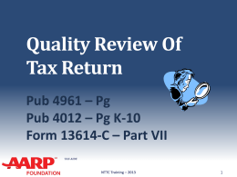 31-Quality-Review-TY13-V1 - AARP Tax-Aide