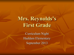 Mrs R. Curriculum night 2013 - Regional School District 17