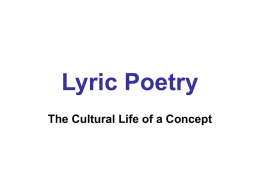 Lyric Poetry - Myweb.dal.ca