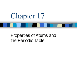 Chapter 17: Periodic Table Handout