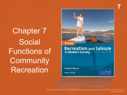 Community Recreation Functions (cont`d)