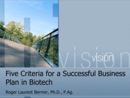 Five Criteria for a Successful Business Plan in Biotech