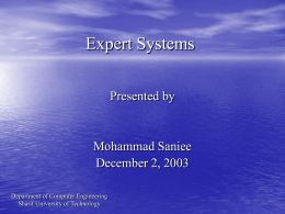 Ruled based Expert Systems - sharif university of technology